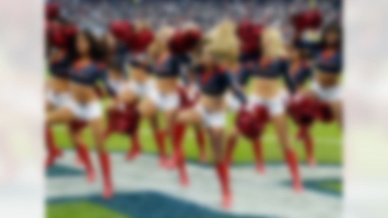 Houston Texans cheerleaders perform during an AFC wild card playoff game against the Cincinnati Bengals at Reliant Stadium. (Kirby Lee/US Presswire)