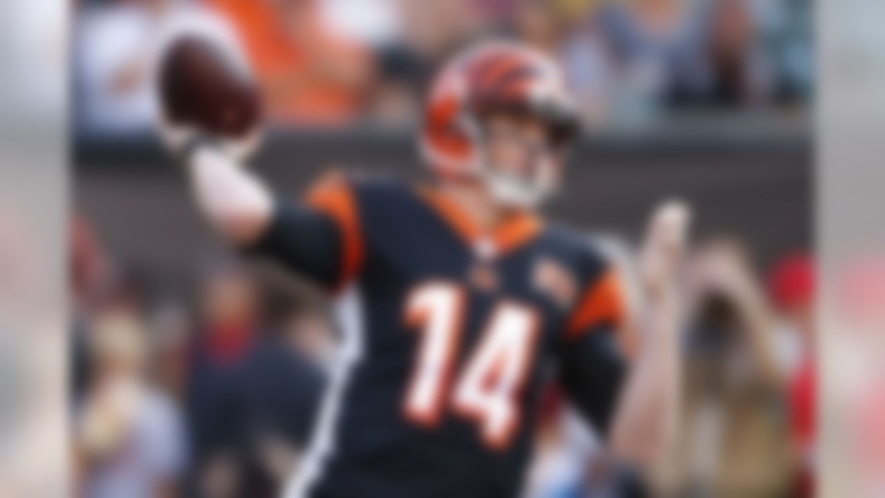 Cincinnati Bengals quarterback Andy Dalton passes during the first half of an NFL preseason football game against the Kansas City Chiefs, Saturday, Aug. 19, 2017, in Cincinnati. (AP Photo/Gary Landers)