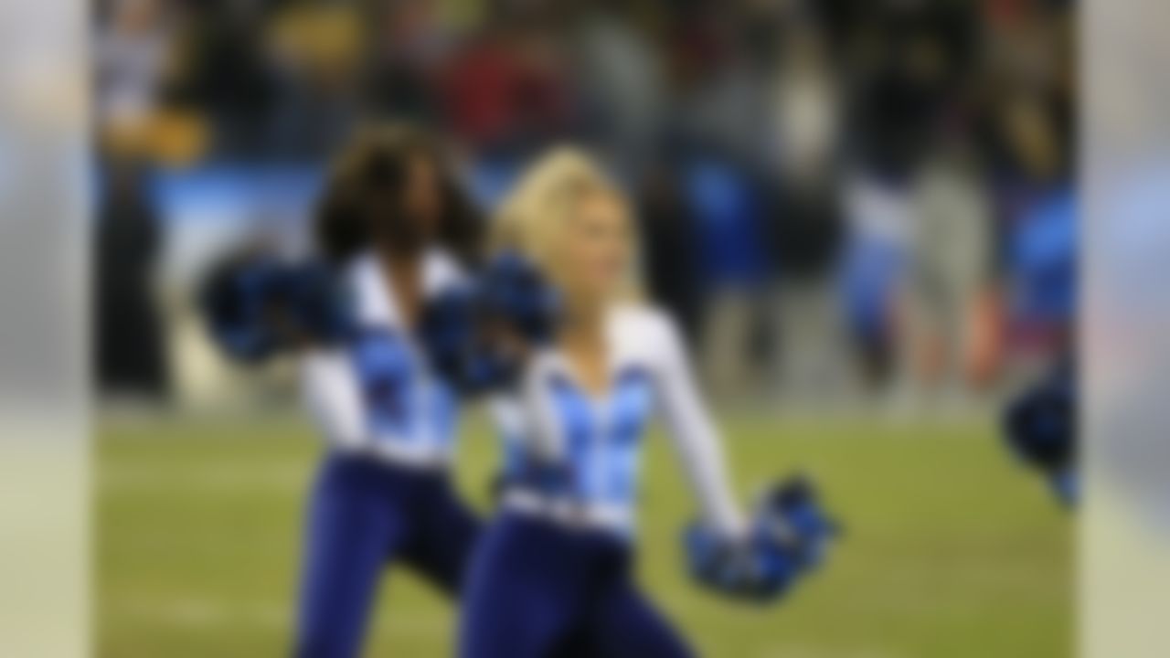 Tennessee Titans cheerleaders perform in the first half of an NFL football game between the Titans and the Pittsburgh Steelers Monday, Nov. 17, 2014, in Nashville, Tenn. (AP Photo/Wade Payne)Meet Titans teammate Elizabeth.