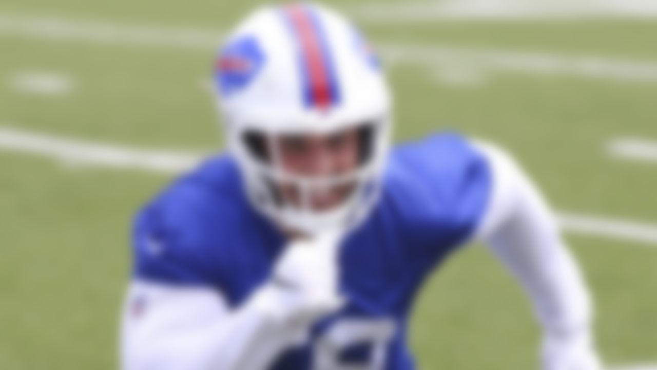Buffalo Bills linebacker Matt Milano (58) runs a drill during NFL football practice in Orchard Park, N.Y., Wednesday, June 2, 2021.