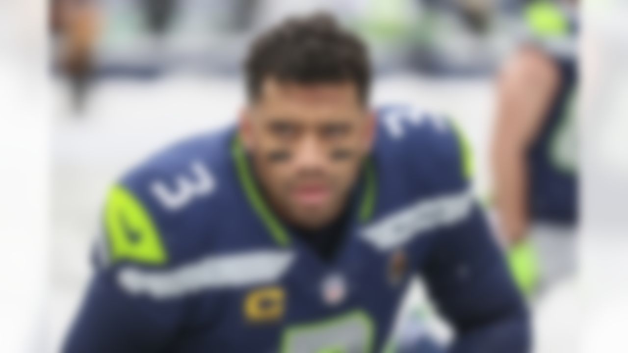 Seattle Seahawks quarterback Russell Wilson (3) looks on prior to an NFL football game against the Chicago Bears on Sunday, December 26, 2021 in Seattle, Washington.