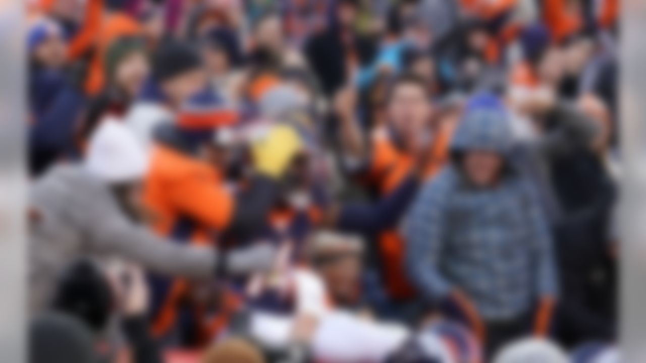 Denver Broncos wide receiver Courtland Sutton celebrates his touch down against the Los Angeles Chargers during the first half of an NFL football game Sunday, Dec. 1, 2019, in Denver.This was Denver Broncos quarterback Drew Lock's first touchdown pass. (AP Photo/Jack Dempsey)