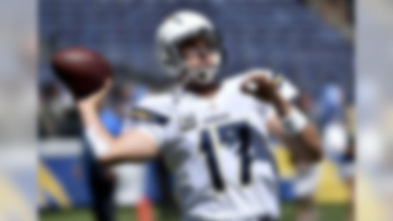 San Diego Chargers quarterback Philip Rivers warms up before an NFL football game against the Seattle Seahawks, Sunday, Sept. 14, 2014, in San Diego. (AP Photo/Denis Poroy)