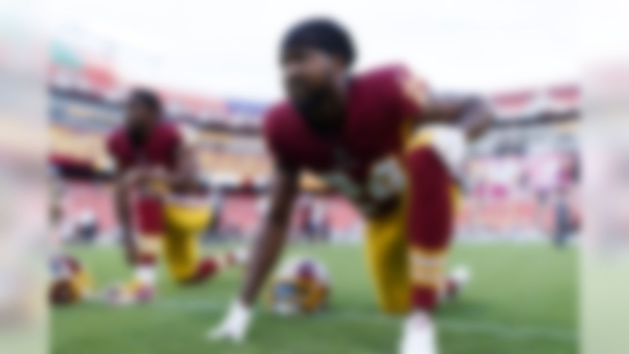 Washington Redskins defensive back Josh Norman (24) warms up prior to an NFL preseason football game between the Washington Redskins and the New York Jets, Thursday, Aug. 16, 2018, in Landover, Md. The Redskins defeated the Jets, 15-13. (Ryan Kang/NFL)