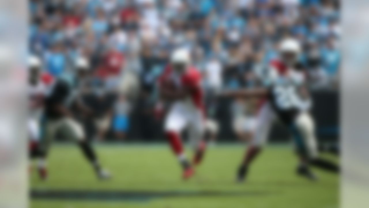 Arizona Cardinals running back David Johnson (31) runs upfield during an NFL football game against the Carolina Panthers at Bank of America Stadium, Sunday, Oct. 30, 2016 in Charlotte, N.C. The Panthers defeated the Cardinals 30-20. (Perry Knotts/NFL)