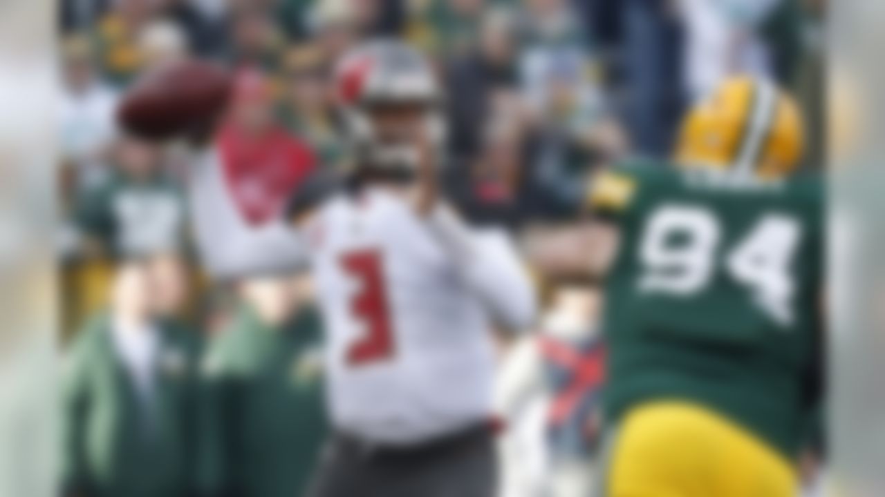 Tampa Bay Buccaneers' Jameis Winston throws during the first half of an NFL football game against the Green Bay Packers Sunday, Dec. 3, 2017, in Green Bay, Wis. (AP Photo/Matt Ludtke)