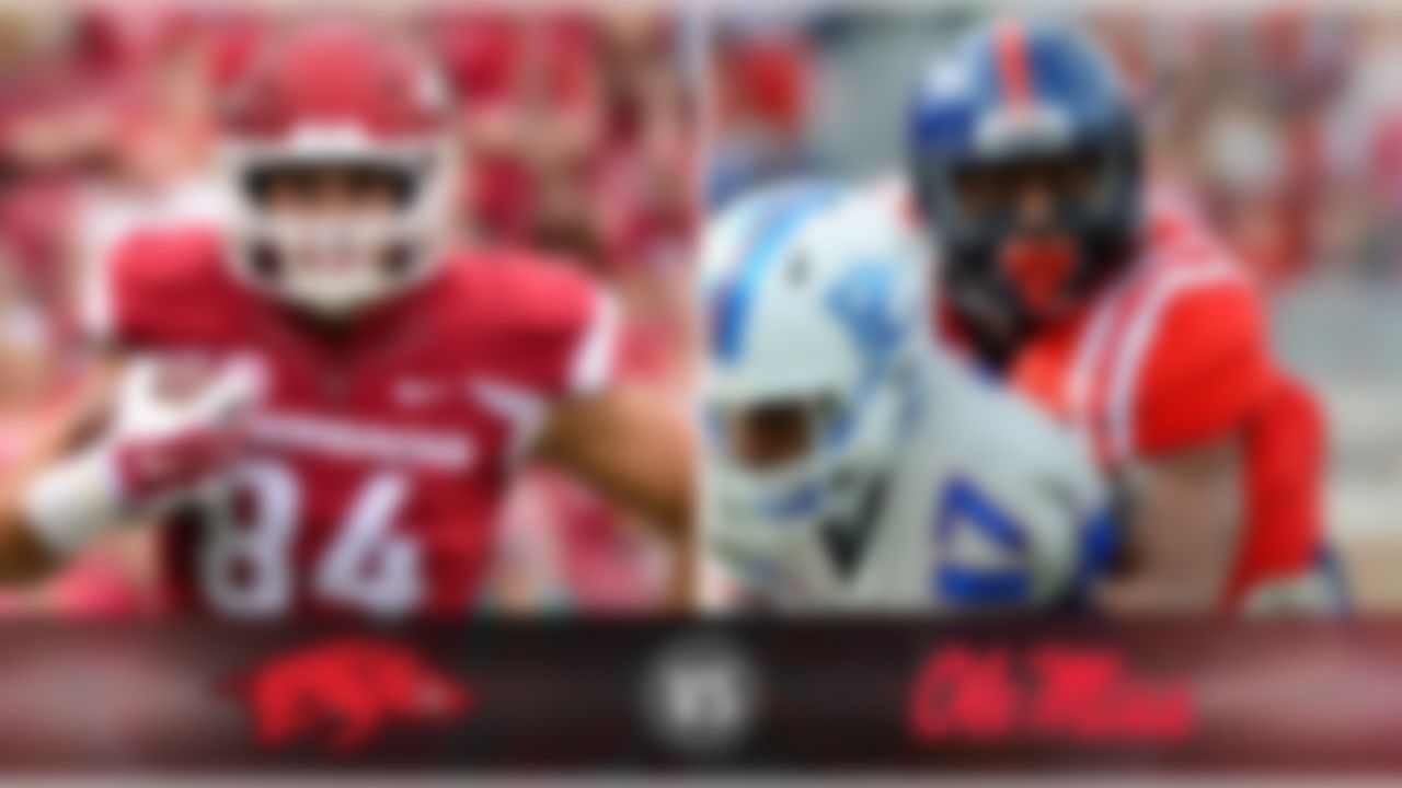 Details:  Saturday, 3:30 p.m. ET, CBS
What's at stake? Ole Miss continues to control its path to the SEC title game -- it just can't afford another league loss. Arkansas, meanwhile, needs to finish the season strong just to be bowl-eligible.
Matchup to watch:  Arkansas TE Hunter Henry vs. Ole Miss DB Tony Conner.
Game picks: 
Brandt: Ole Miss, 27-20
Brooks: Ole Miss, 24-21
Davis: Ole Miss, 35-28
Goodbread: Ole Miss, 31-17
Jeremiah: Ole Miss, 24-17
Reuter: Ole Miss, 24-17
Zierlein: Ole Miss, 27-17