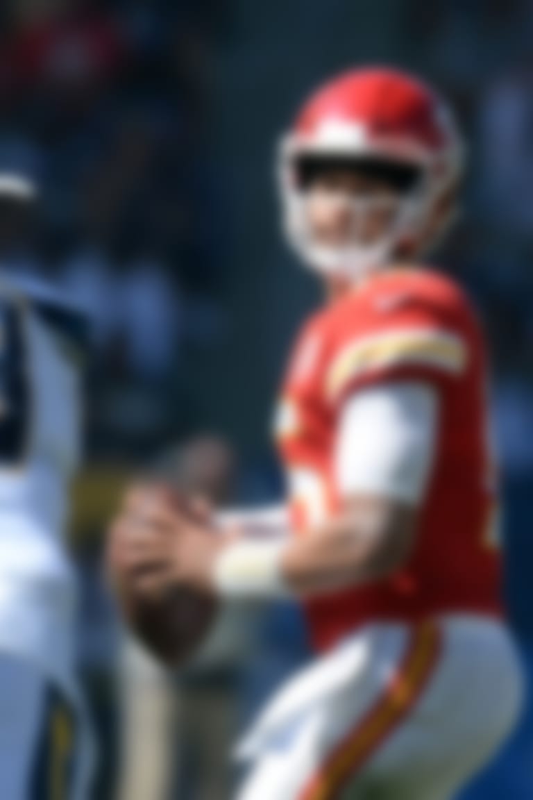September 9, 2018; Carson, CA, USA; Kansas City Chiefs quarterback Patrick Mahomes (15) throws against the Los Angeles Chargers during the second half at StubHub Center. Mandatory Credit: Gary A. Vasquez-USA TODAY Sports