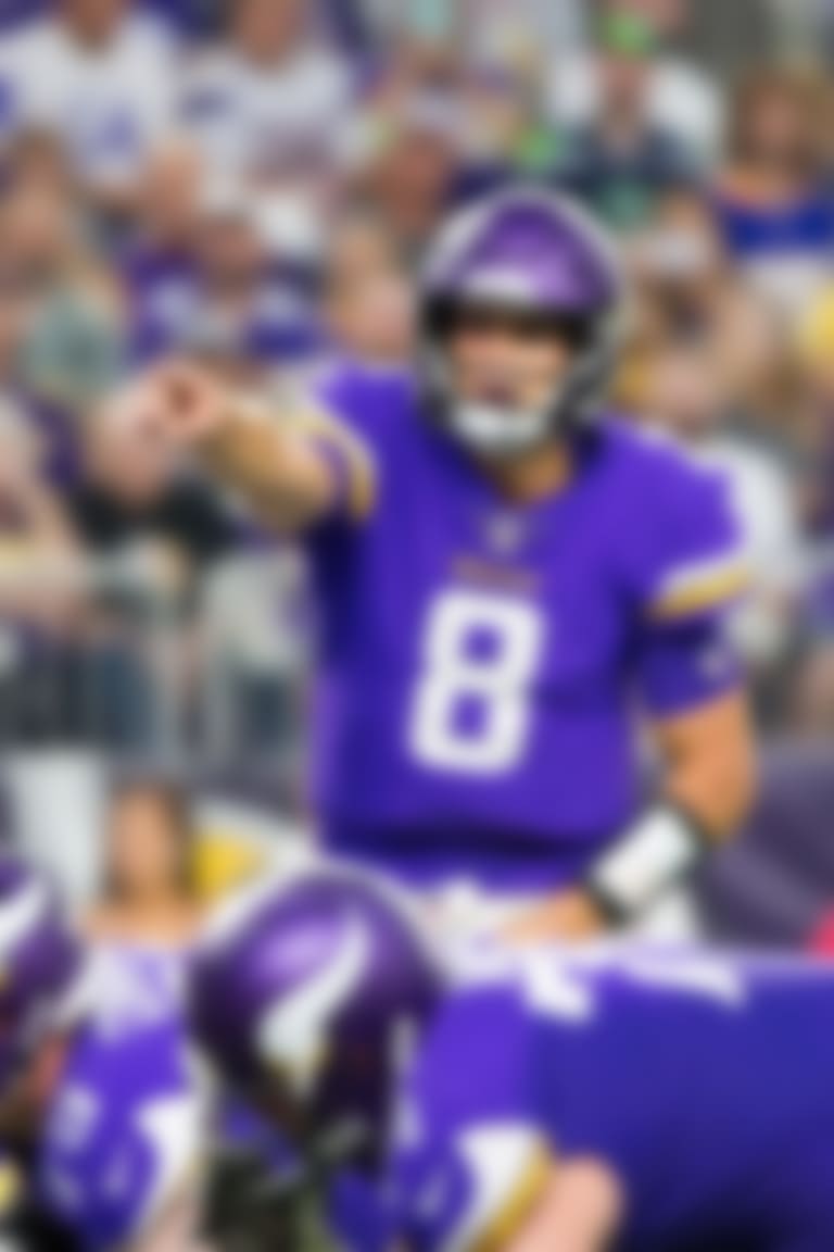 Aug 24, 2018; Minneapolis, MN, USA; Minnesota Vikings quarterback Kirk Cousins (8) in the second quarter against Seattle Seahawks at U.S. Bank Stadium. Mandatory Credit: Brad Rempel-USA TODAY Sports