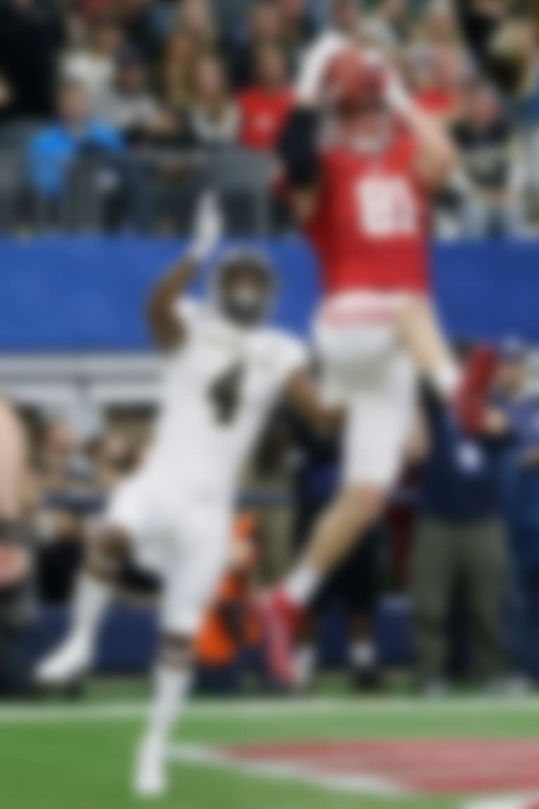 Wisconsin tight end Troy Fumagalli (81) catches a touchdown pass against Western Michigan defenders Darius Phillips (4) and Caleb Bailey (8) during the fourth quarter of the Cotton Bowl NCAA college football game Monday, Jan. 2, 2017, in Arlington, Texas. (AP Photo/LM Otero)