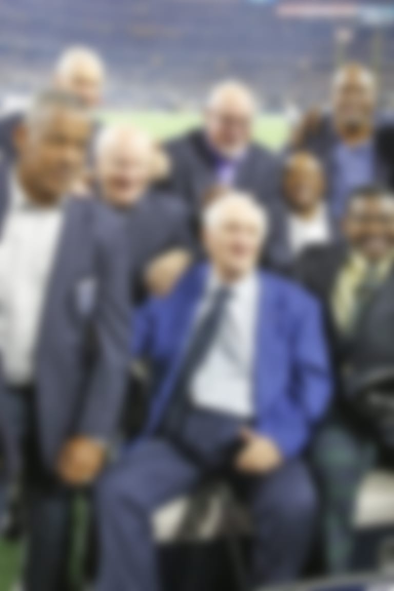 29 November 2018:   Group photo    
of the Dallas Cowboys at the induction of Gil Brandt into the Ring of Honor before the Cowboys NFL week 13 regular season game against the New Orleans Saints at AT&T Stadium in Arlington, Texas.  Photo by James D. Smith/Dallas Cowboys