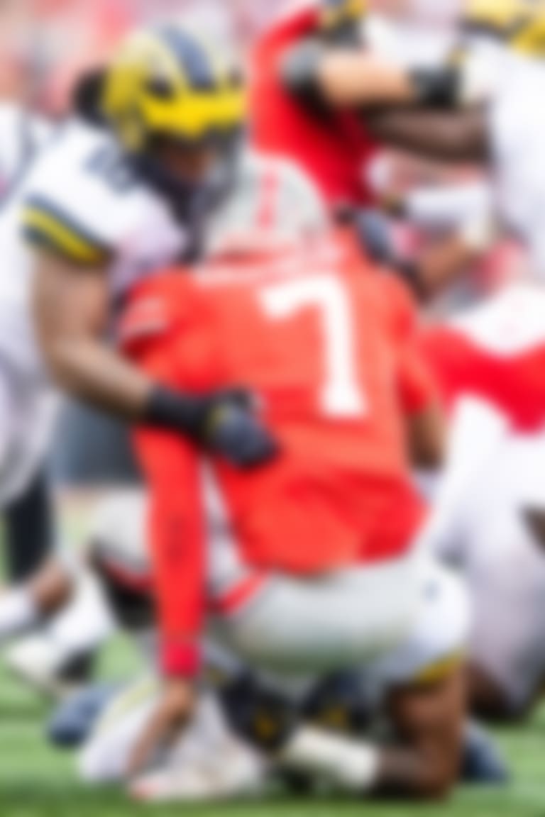 The University of Michigan football team falls to Ohio State at Ohio Stadium in Columbus, OH on November 24, 2018.