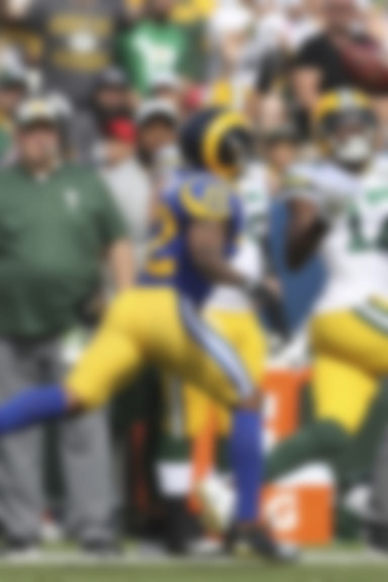 Green Bay Packers wide receiver Davante Adams (17), right, makes a catch over the shoulder as Los Angeles Rams cornerback Marcus Peters (22), left, defends in the second half of an NFL football game, Sunday, Oct. 28, 2018, in Los Angeles. (AP Photo/Peter Joneleit) of an NFL football game, Sunday, Oct. 28, 2018, in Los Angeles. (AP Photo/Peter Joneleit)