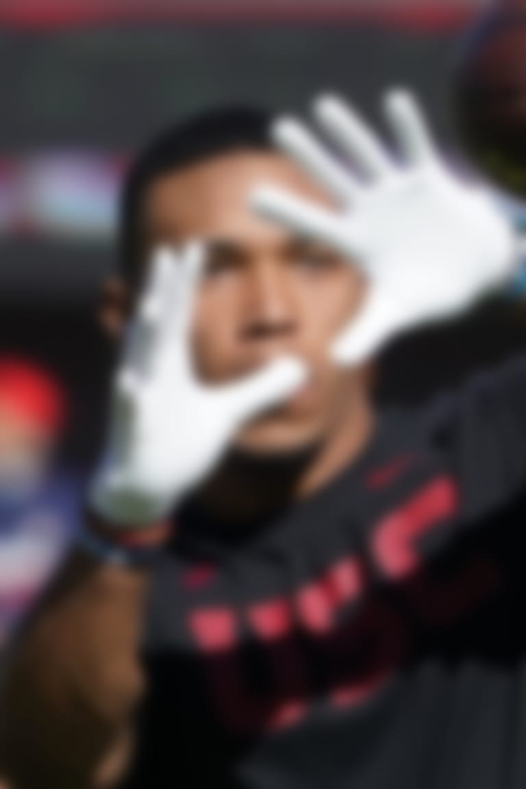 Southern California wide receiver Amon-Ra St. Brown (8) before an NCAA college football game against Arizona, Saturday, Nov. 14, 2020, in Tucson, Ariz. (AP Photo/Rick Scuteri)