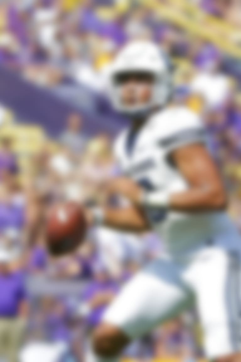 Oct 5, 2019; Baton Rouge, LA, USA; Utah State Aggies quarterback Jordan Love (10) drops back to pass against the LSU Tigers during the first quarter at Tiger Stadium. Mandatory Credit: Derick E. Hingle-USA TODAY Sports