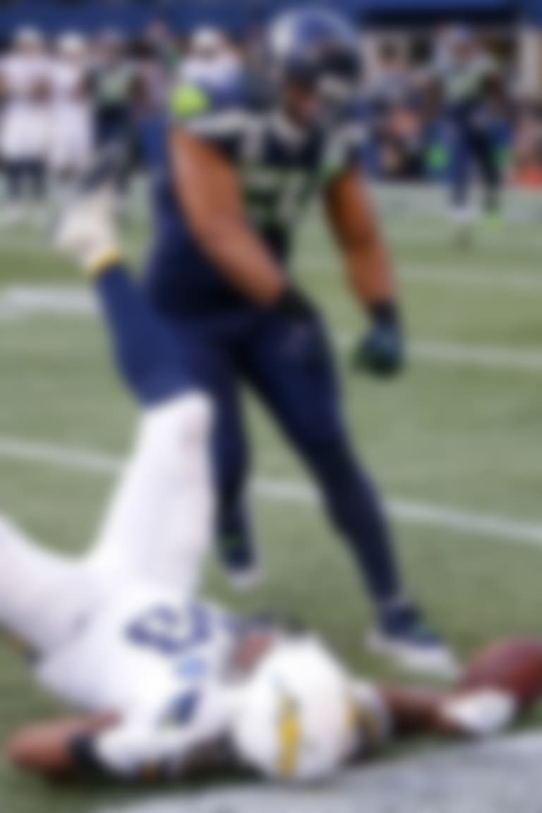 FILE - In this Sunday, Nov. 4, 2018, file photo, Seattle Seahawks' Bobby Wagner (54) reacts after breaking up a pass intended for Los Angeles Chargers' Virgil Green during the second half of an NFL football game in Seattle. With today's volcanic offenses, can't-hit-'em-too-hard rules and befuddled officials, linebackers aren't snarling 250-pound thumpers starring in running backs' nightmares anymore.   (AP Photo/Scott Eklund, File)
