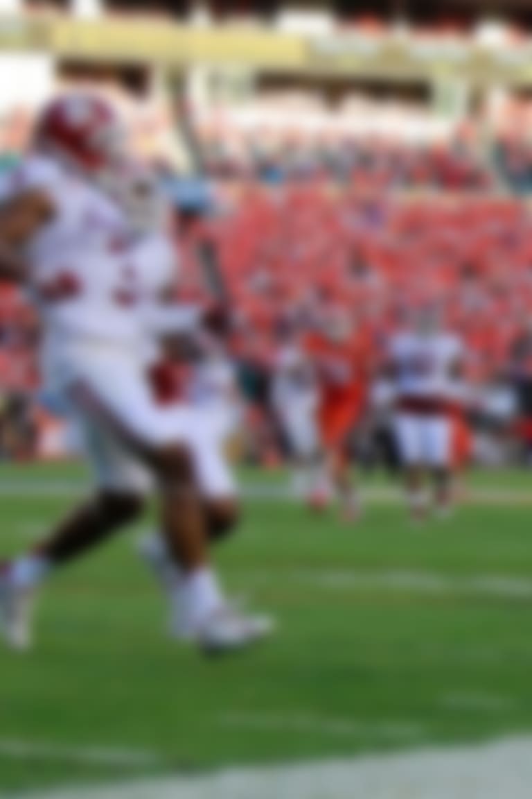 Dec 31, 2015; Miami Gardens, FL, USA; Clemson Tigers defensive lineman Christian Wilkins (42) catches the ball for a fake punt against the Oklahoma Sooners during the first half in the second quarter of the 2015 CFP Semifinal at the Orange Bowl at Sun Life Stadium. Mandatory Credit: Kim Klement-USA TODAY Sports
