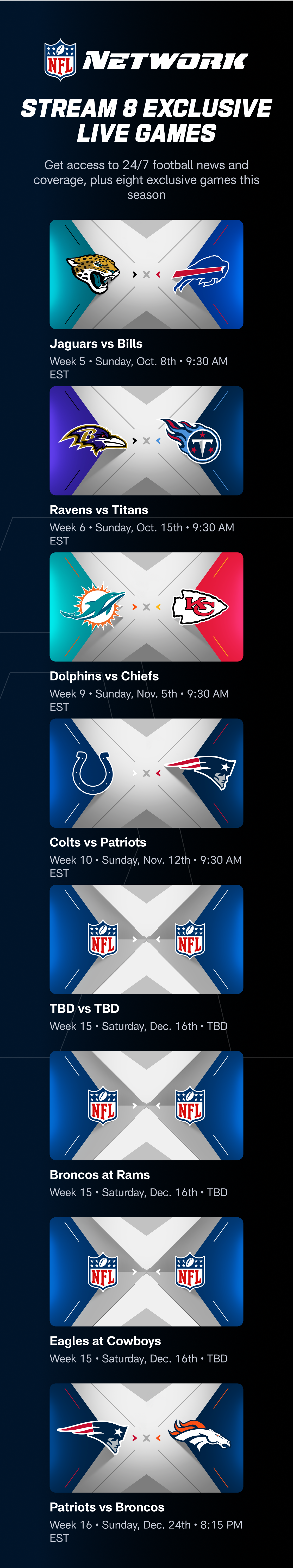 NFL+ Live Games on mobile, NFL RedZone, NFL Network and More!