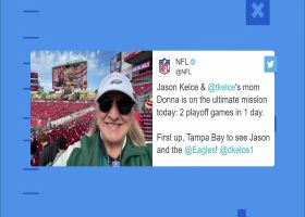Kay Adams gives Super Wild Card Weekend game ball to, mother of Jason and Travis Kelce, Donna Kelce