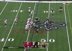 Mayfield zips 18-yard sideline pass to leaping Evans