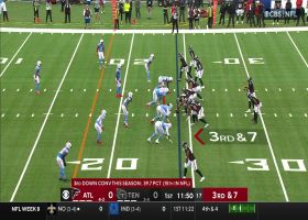 Desmond Ridder's tight window pass to Drake London moves chains for 12 yards