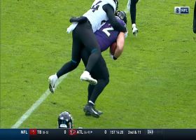 Patrick Ricard carries Myles Jack on his back for strong catch and run