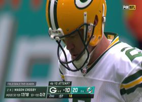 Mason Crosby's upright-sneaking 46-yard FG trims Dolphins' lead to seven at half