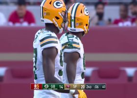 Krys Barnes pounces on Dallin Leavitt's forced fumble for 11-yard runback