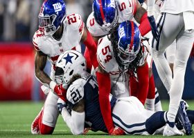 Jaylon Smith stonewalls Zeke on an early fourth-down try in Cowboys territory