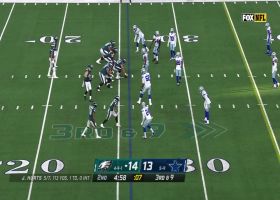 Jalen Hurts rips sideline dime to Greg Ward for third-and-17 pickup