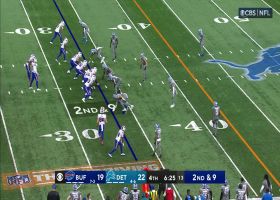 Josh Allen's pass barely gets over Lions' DB's arm to Knox for 15 yards