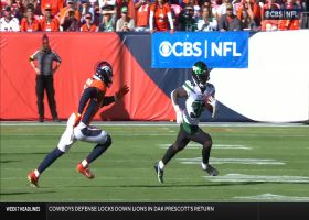 Michael Carter off to the races after the catch for 37-yard gain