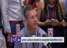 John Harbaugh reacts to Lamar Jackson's tweets about QB's trade request