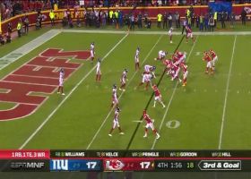 Keion Crossen tracks down Mahomes for third-down sack in red zone