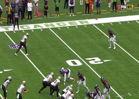 Steven Nelson leaps in front of Michael Thomas for key INT