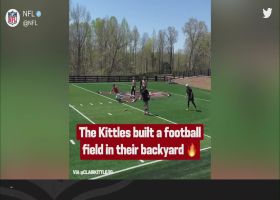 Check out George Kittle's newly constructed football field in his backyard