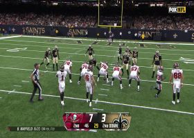 Isaac Yiadom snags INT vs. Mayfield on pass near end zone