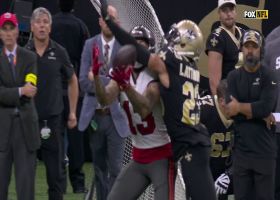 Marshon Lattimore breaks up Brady's deep rainbow to Evans