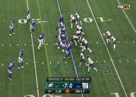 Hurts pinpoints Quez Watkins along sideline for 9-yard gain