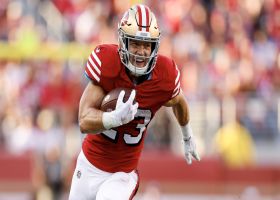 CMC takes screen pass 16 yards to move the chains in the red zone