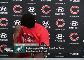 Roquan Smith reacts to Robert Quinn trade in front of press
