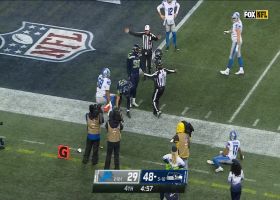 Ugo Amadi's first career interception has a chaotic ending