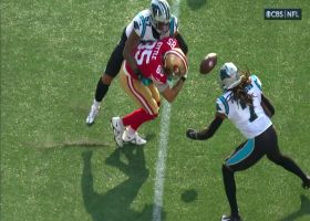Damien Wilson jars ball from Kittle for Panthers forced fumble