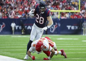 Rex Burkhead trucks Bryan Cook into ground on 17-yard catch and run down sideline
