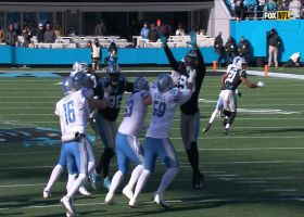 Marquis Haynes swats Goff's third-down throw with leaping effort at LOS