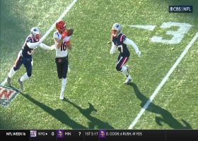 Burrow lofts 17-yard pass into Irwin's bucket amid roughing-the-passer hit