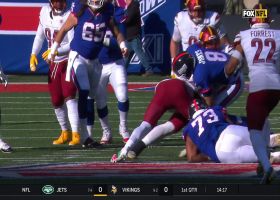Jonathan Allen rips the ball from Daniel Jones on opening drive turnover