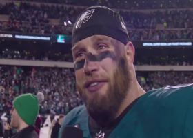Lane Johnson reacts to Eagles' NFC title game win over 49ers