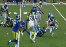 Ernest Jones' shoestring tackle stops McCaffrey short of chains on third down
