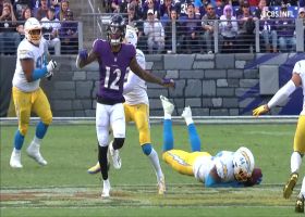 Kyzir White makes diving INT on dropped pass